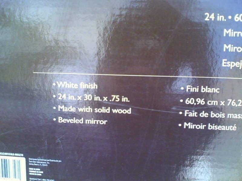 NIB: Solid Wood White Bathroom Vanity or Hallway Mirror 24×30