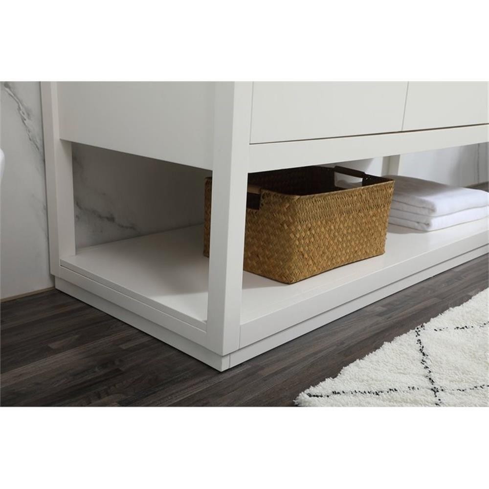 Elegant Decor Larkin 60″ Solid Wood MDF Single Bathroom Vanity in White Finish
