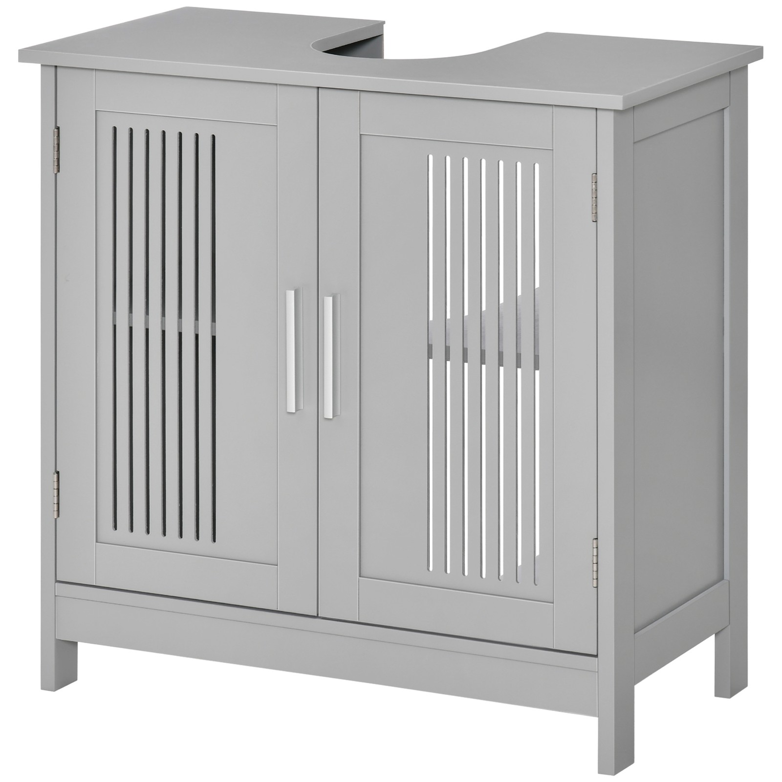 Bathroom Under Sink Cabinet Vanity Unit w/ Shelves, Grey, Used