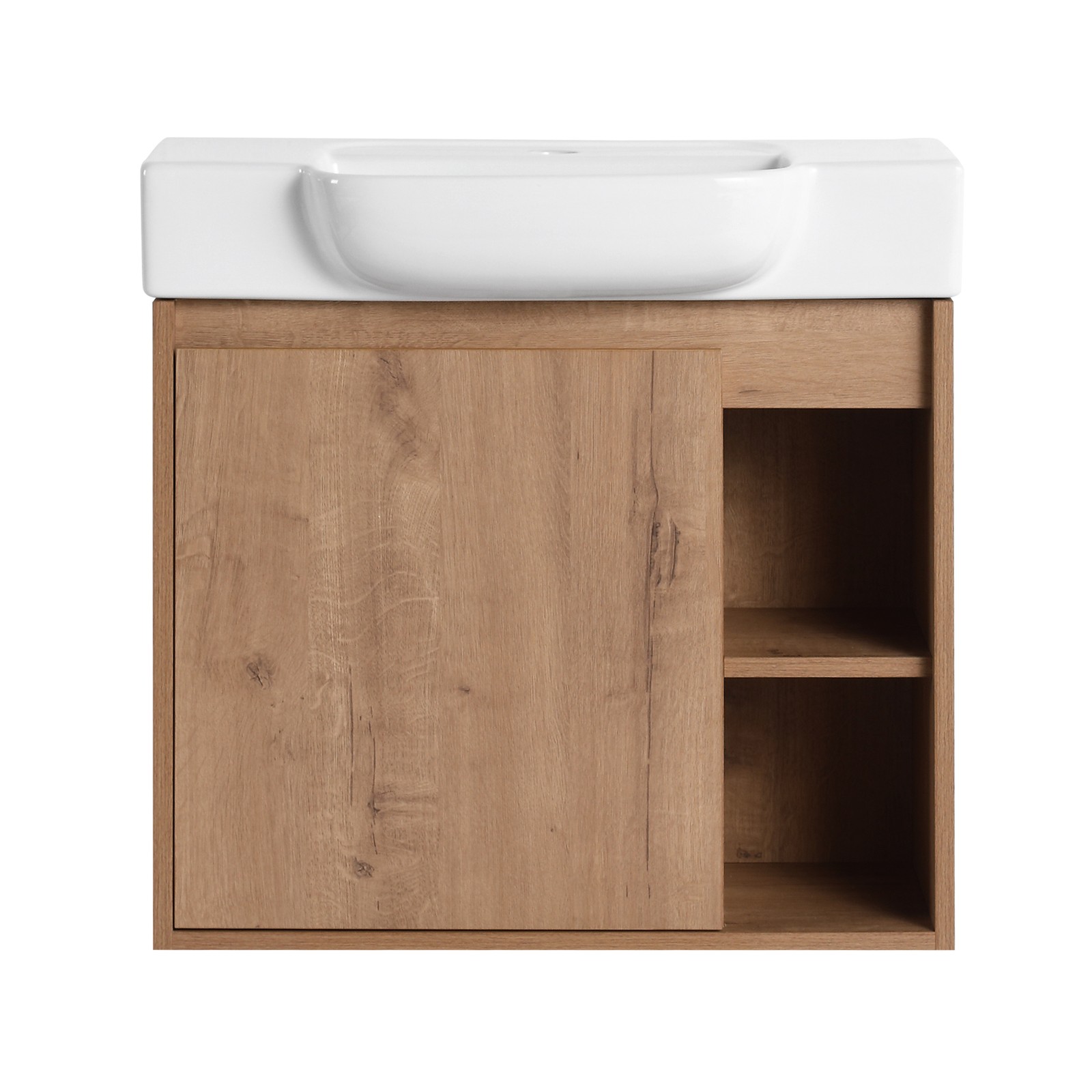 24 Inch Wall-Mounted Bathroom Vanity with White Ceramic Sink