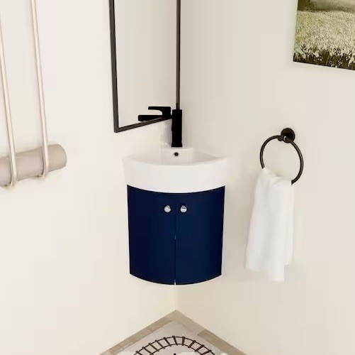 Wall Mounted Corner Single Bathroom Vanity New ARTCHIRLY With Ceramic Vanity Top