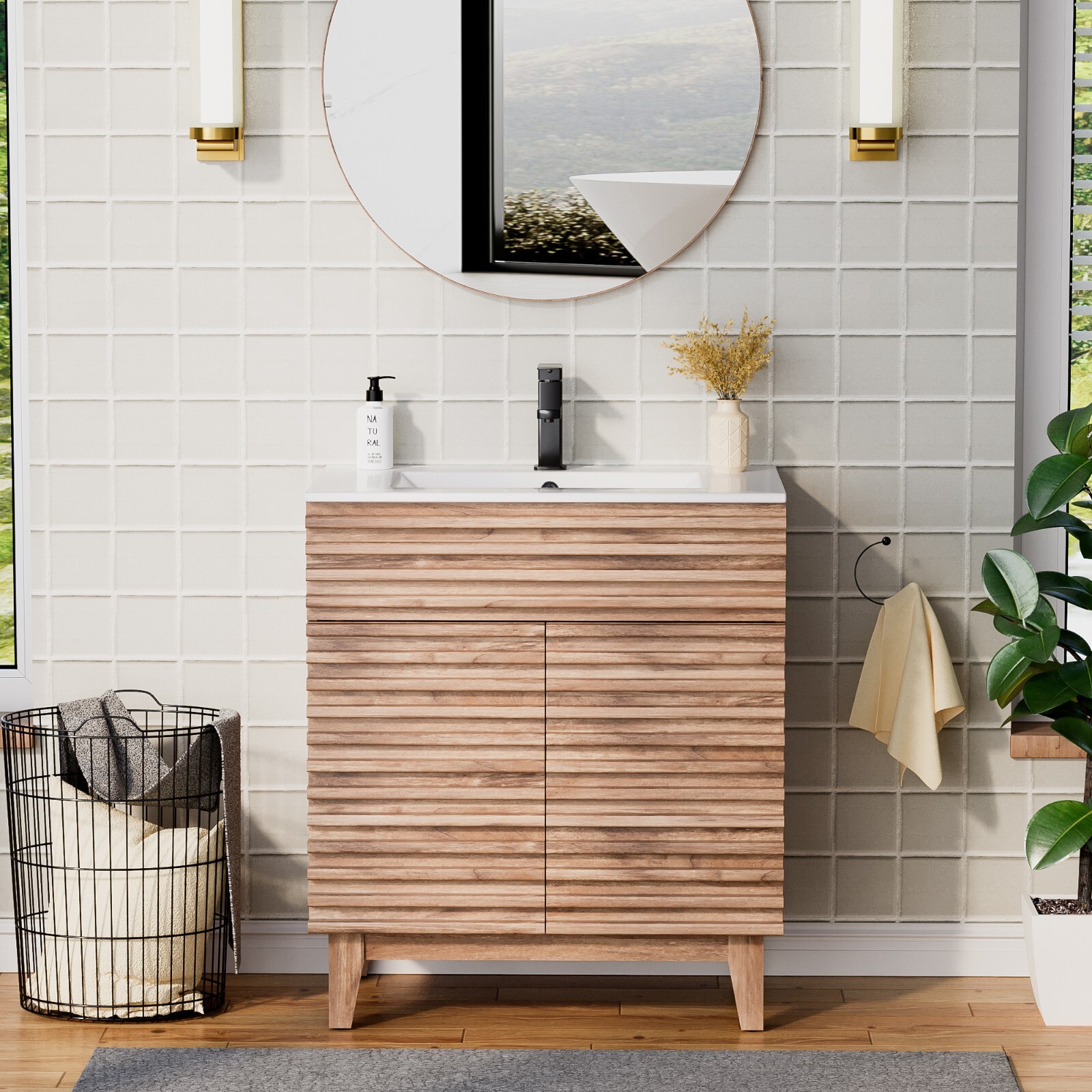 18″/ 24″/ 30″ /36″ Bathroom Vanity Set W/Drop in Sink Faucet Cabinet Combo