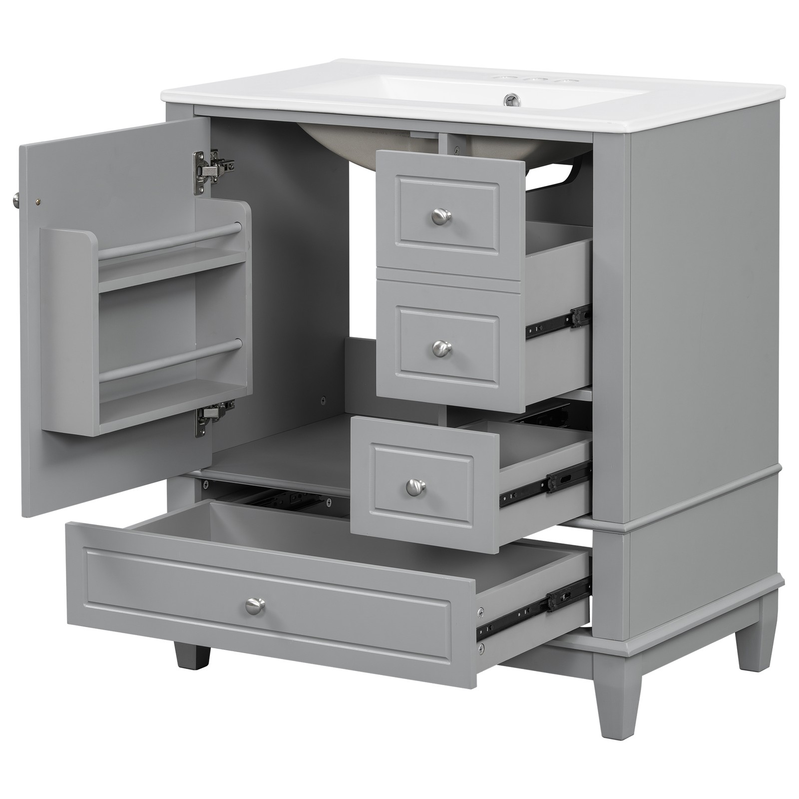 30″ Bathroom Vanity with Sink, Soft Close Door, Grey