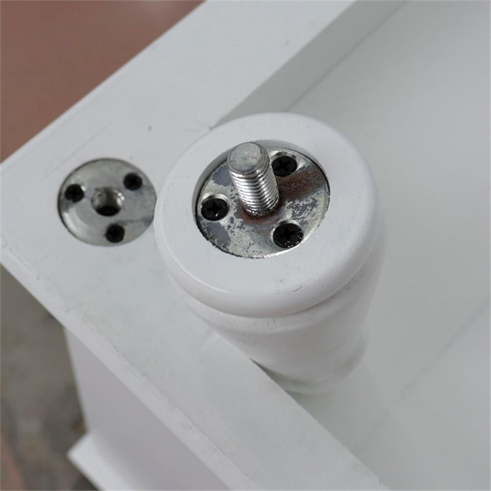 61 in. Double Wooden Vanity White Gray Granite Round Sink
