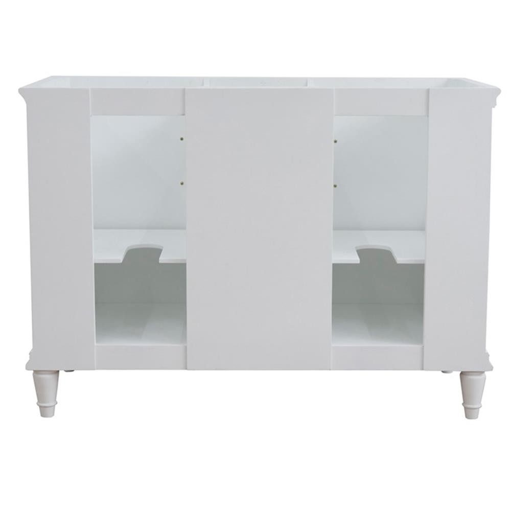 49 in. Double Wooden Vanity White with Black Galaxy Oval Sink