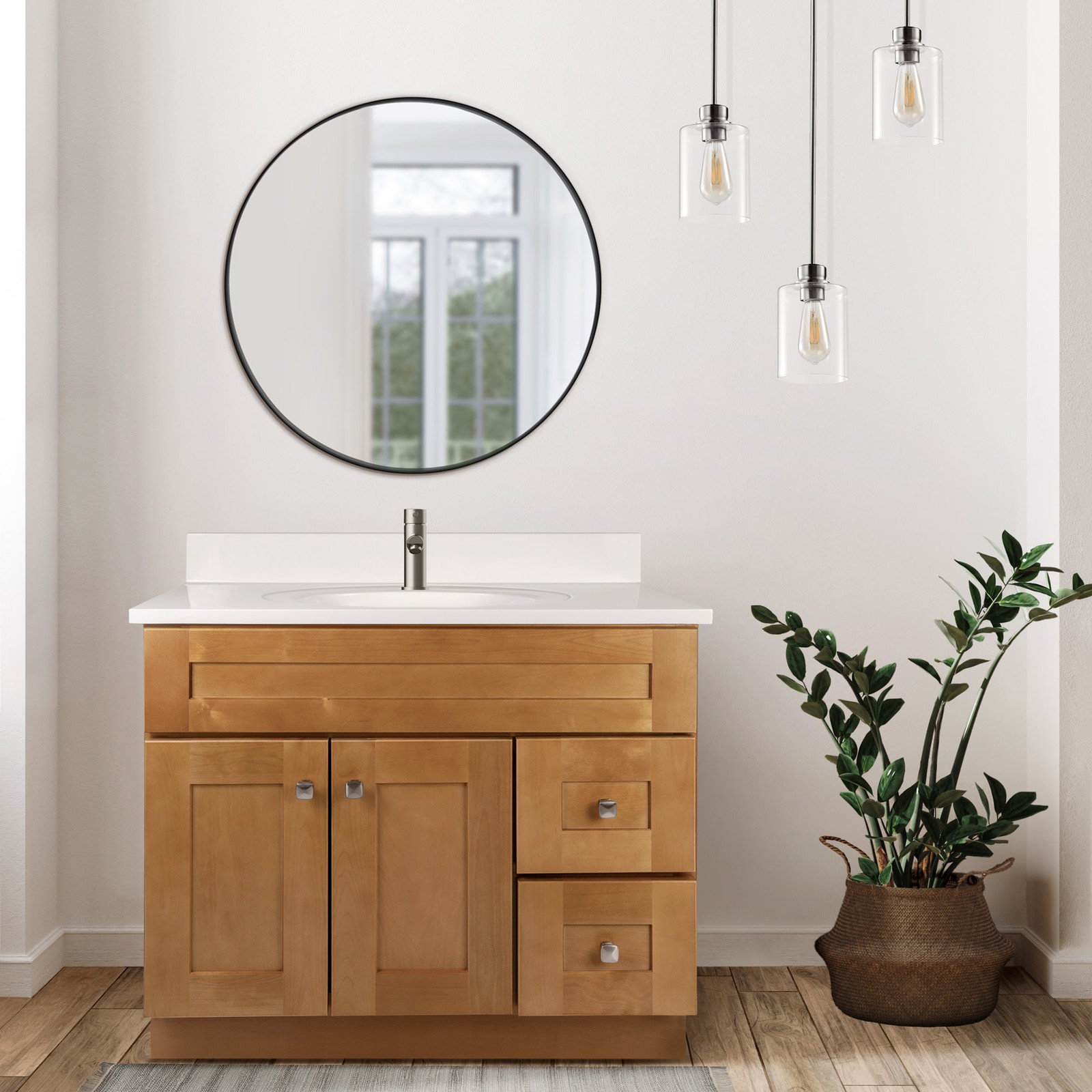 Brookings 37in. Solid Wood Vanity in Birch with Single Hole Top Fully Assembled