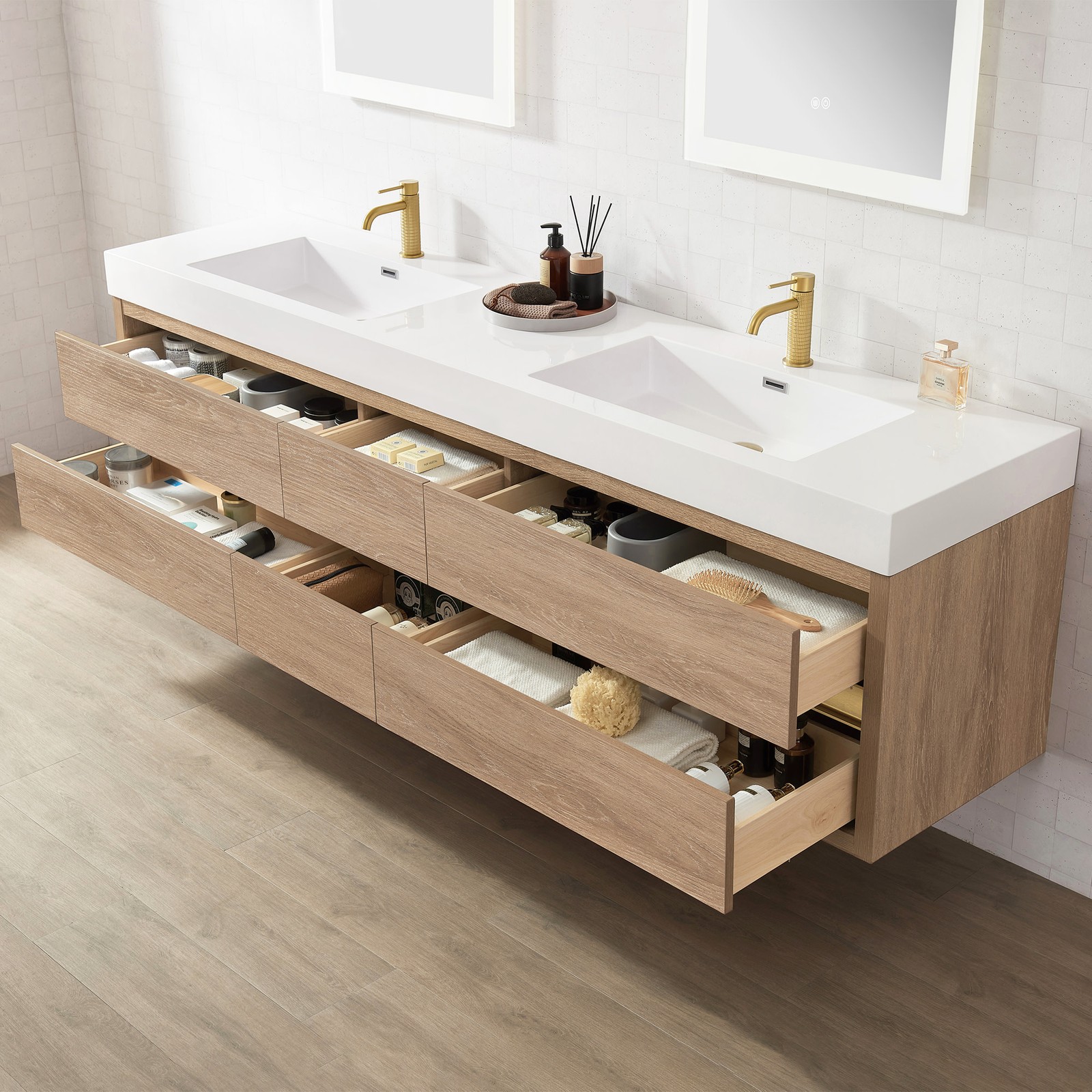 Miseno MV-ALIS84-WHT-NM Palencia 84″ Wall Mounted Double Basin – North American