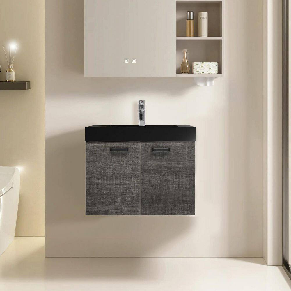 29.9 In. Drop-In Bathroom Sink in Matte Black Quartz Vanity Top