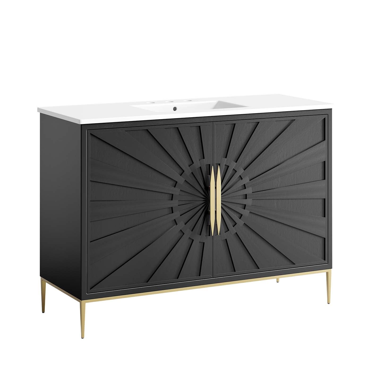 Modway Awaken 48″ Solid Wood and MDF Bathroom Vanity in White/Black