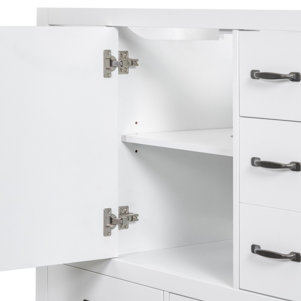 Bathroom Vanity Base Cabinet Six-Drawer Design Features Adjustable Shelves