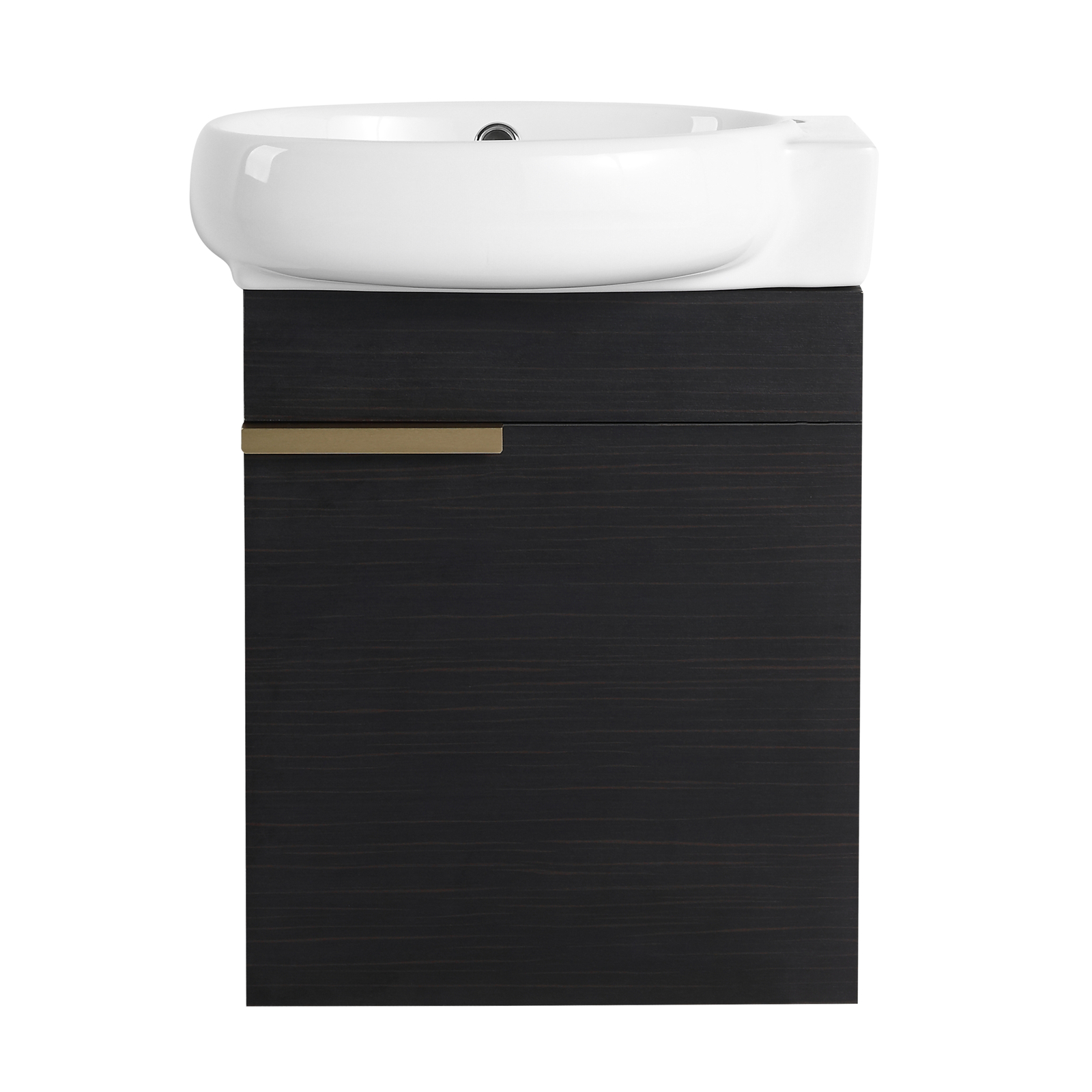 16in Plywood Wall-Mounted Small Bathroom Vanity Cabinet W/ Ceramic Sink Black
