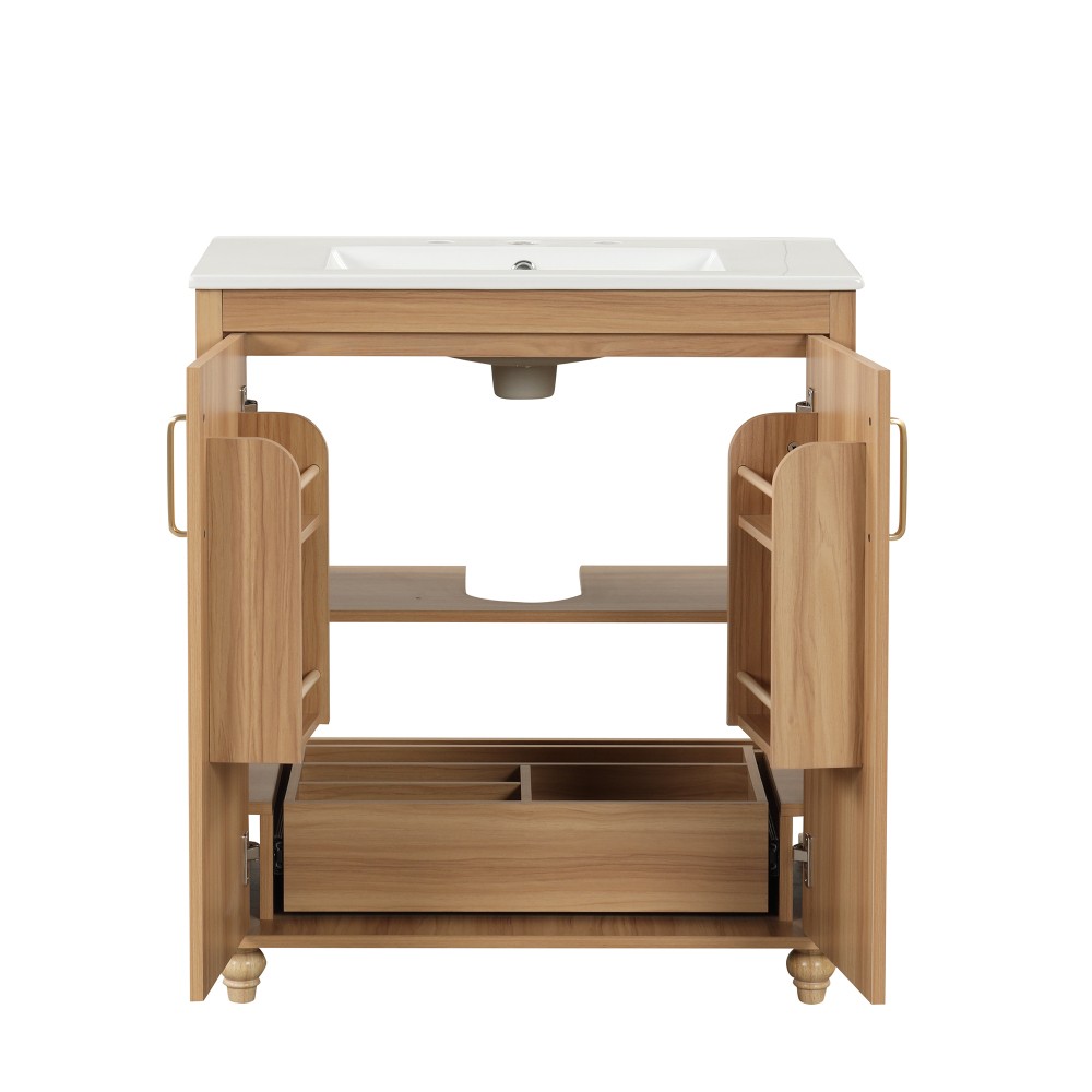 30″ Bathroom Vanity with Sink Combo Multi-functional Bathroom Cabinet with Doors