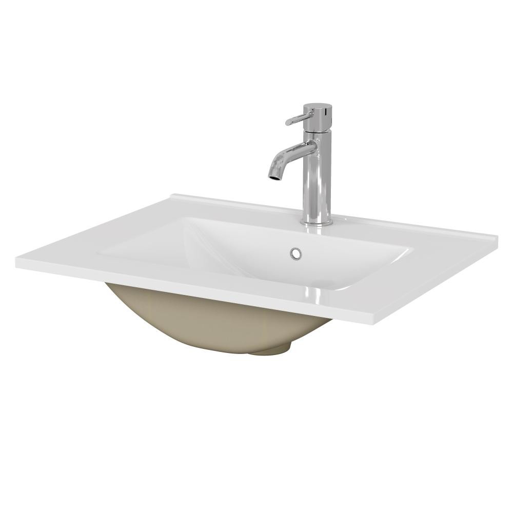 32-Inch White Ceramic Bathroom Sink, Fits 32-Inch Vanity,Pre-Drilled Faucet Hole