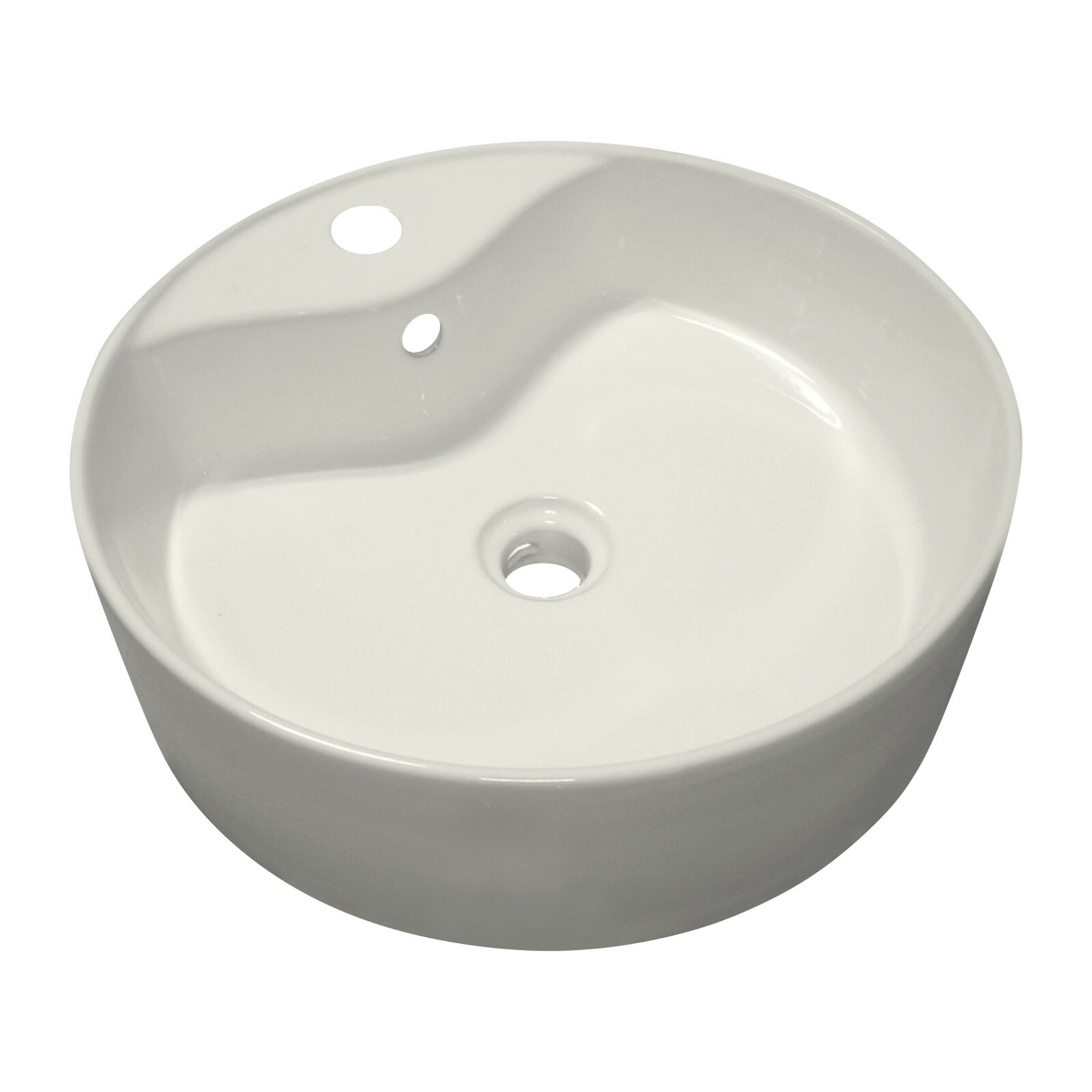 Rok Lagoon Round Shaped Vessel Bathroom Sink 18-1/8″ X 18-3/8″ Ivory Porcelain