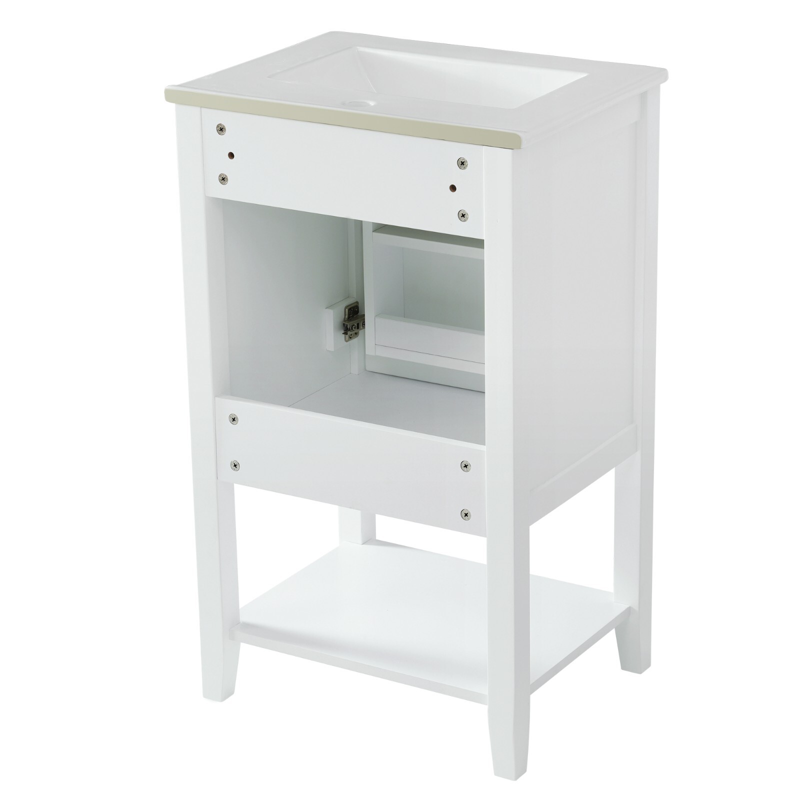 20″ Bathroom Vanity with Sink Door Open Shelf Rack Freestanding Storage Cabinet