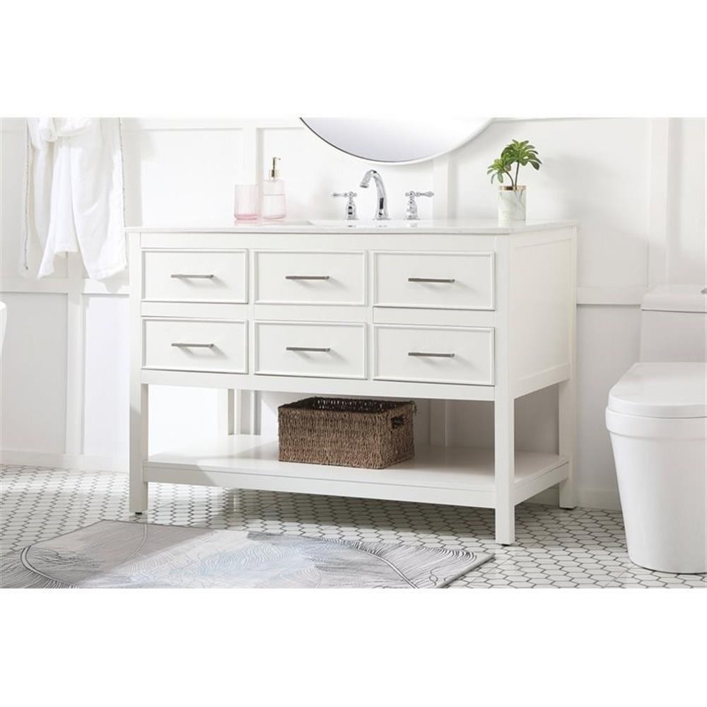 Elegant Decor Sinclaire 48″ Aluminum Alloy & MDF Single Bathroom Vanity in White
