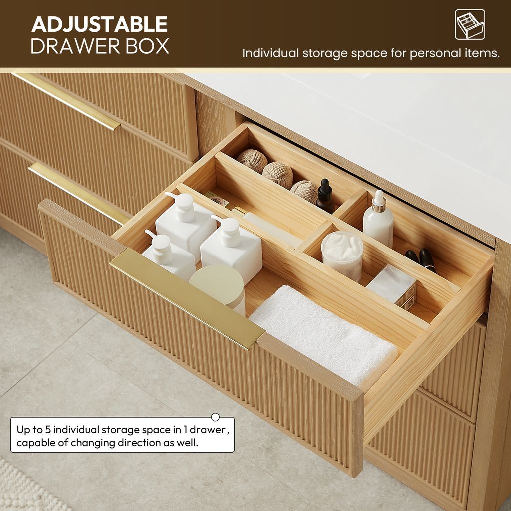Hohhot 48″ Single Bath Vanity in Washed Ash Grey with White Stone Top