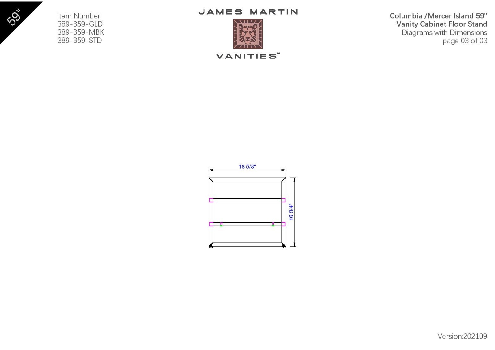 James Martin 389-B59-STD Columbia/Mercer Island 59″ Vanity Base,Brushed Nickel