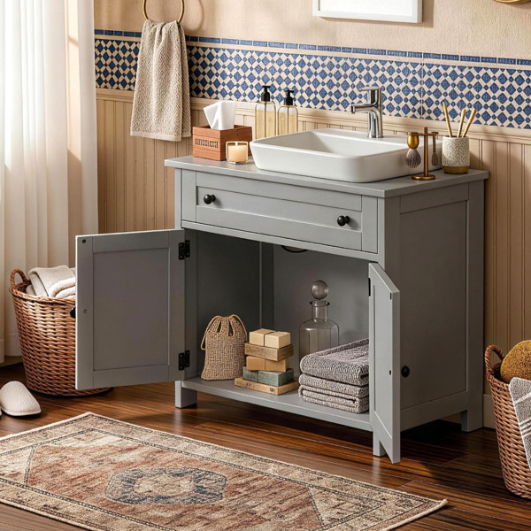 Freestanding Bathroom Under Sink Cabinet Gray For Bathroom Laundry Room