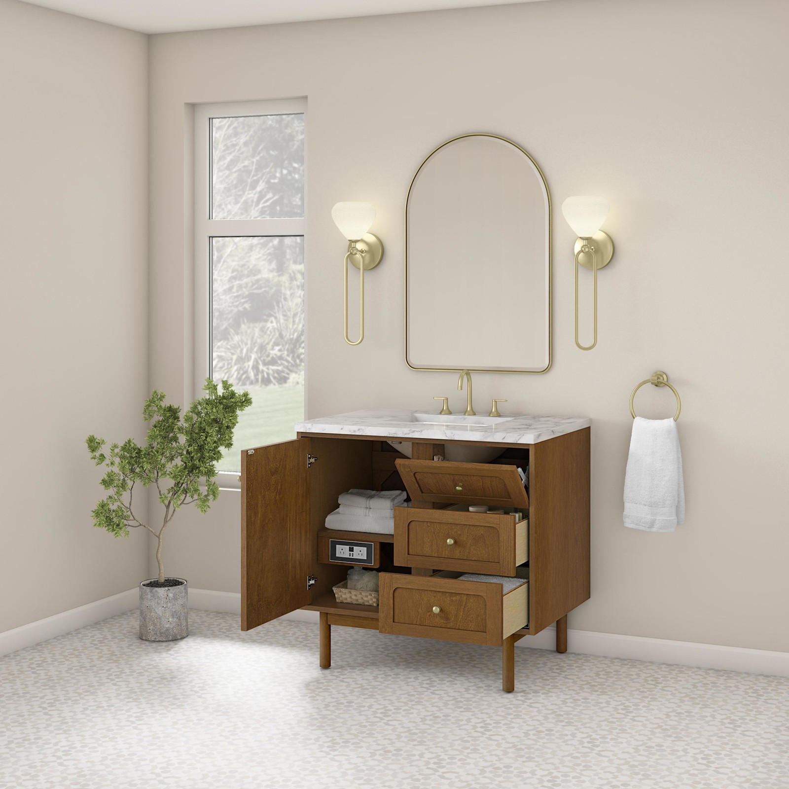 James Martin Vanities 545-V36-3CAR Laurent 36″ Single Basin – Light Natural Oak