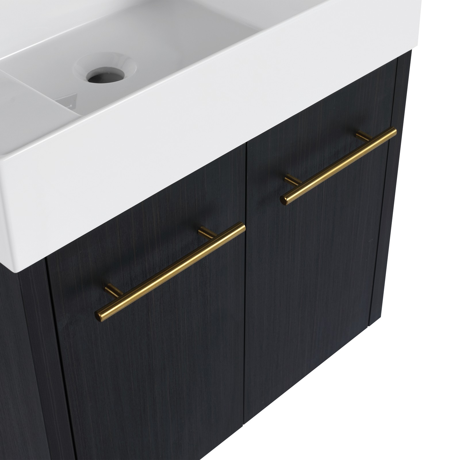 24In Plywood Wall-Mounted Bathroom Vanity W/Resin Sink Doors + Side Storage Rack