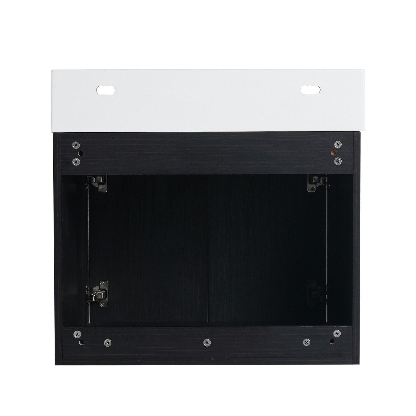 24In Plywood Wall-Mounted Bathroom Vanity W/Resin Sink Doors + Side Storage Rack