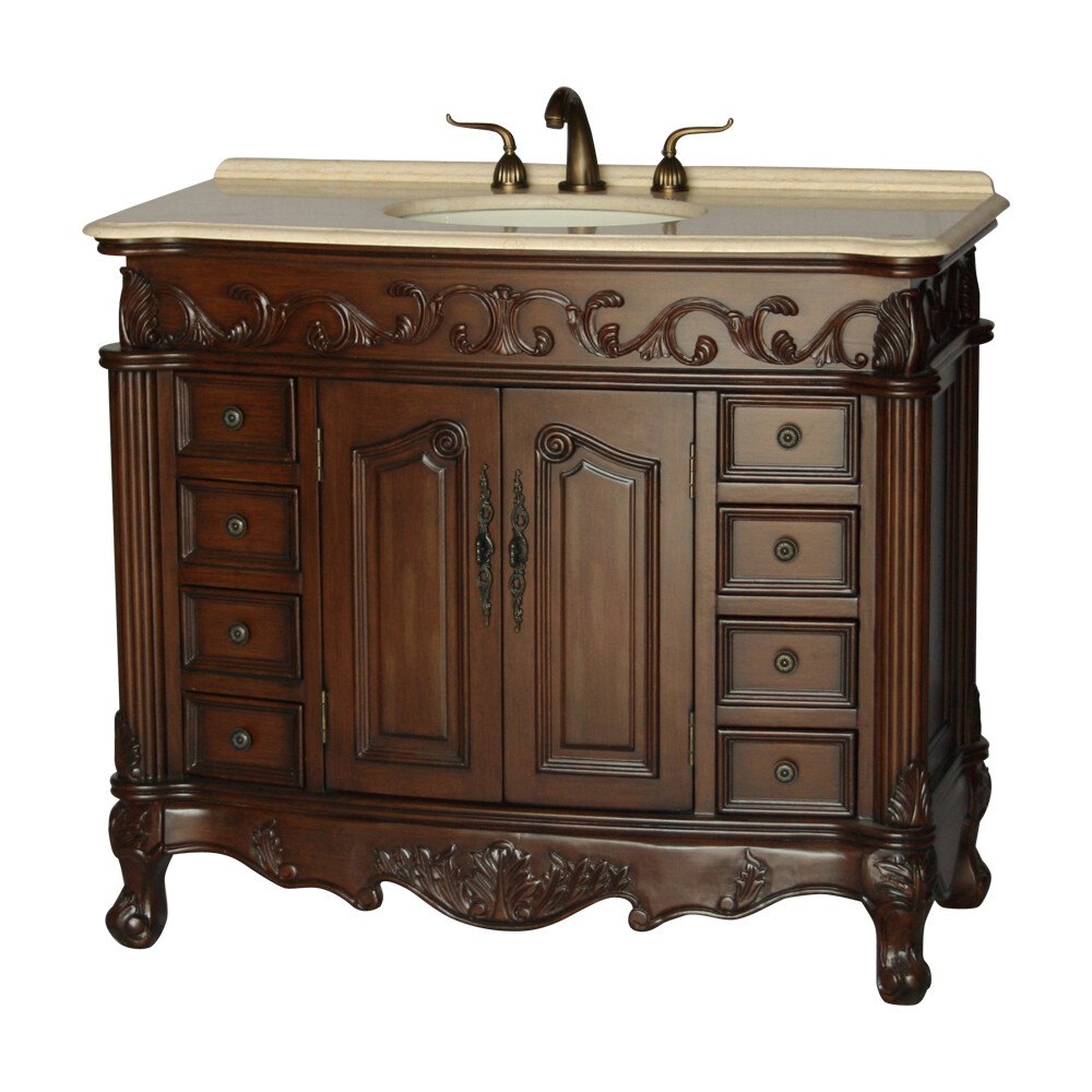 42-Inch Antique Style Single Sink Bathroom Vanity Model 3169-42 BE