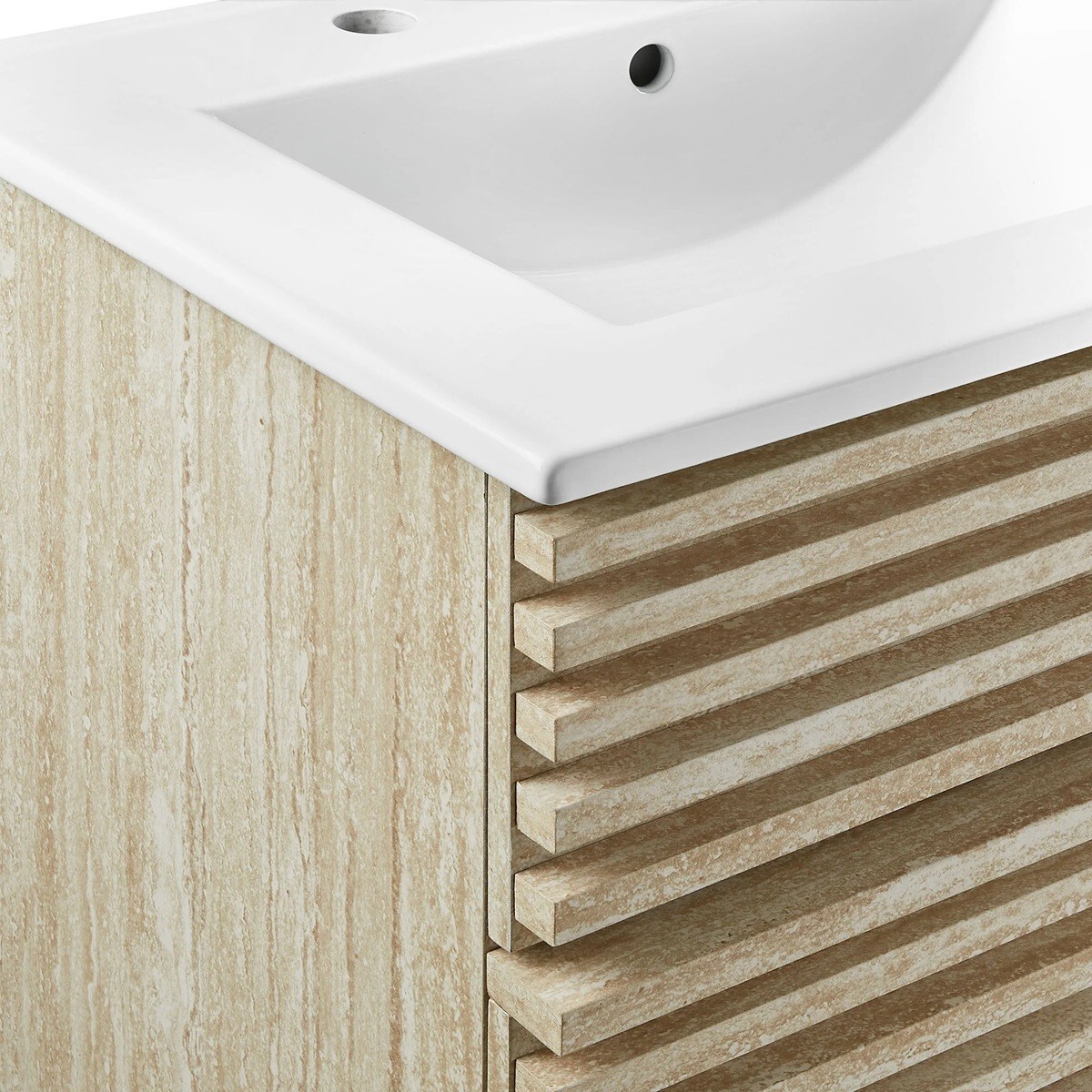 Mid-Century Modern Bathroom Vanity Black, White, Gray, Oak Laminate Tapered Legs