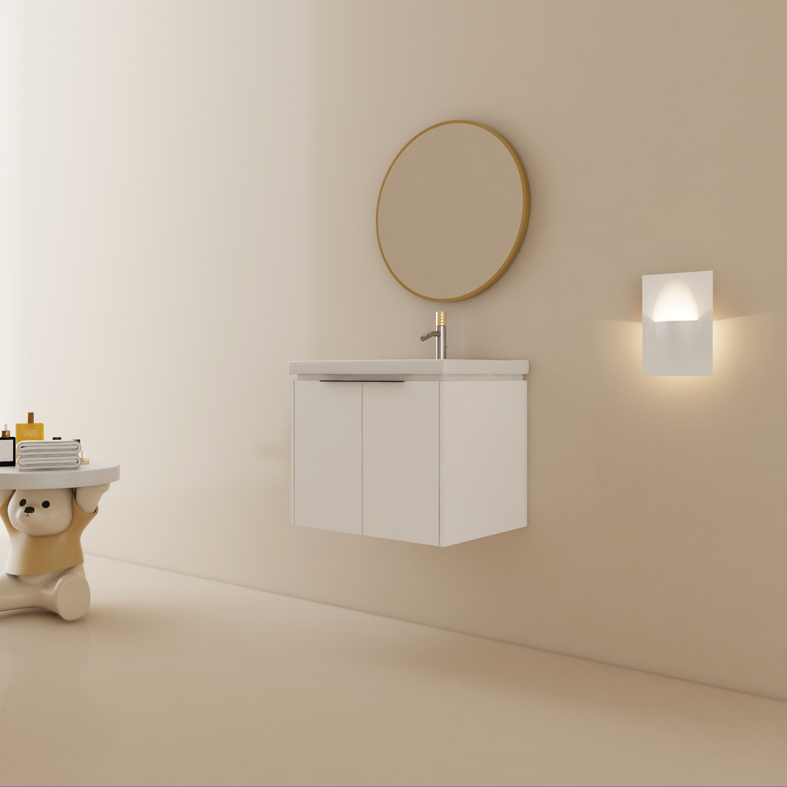 24 Inch Wall Mounted Bathroom Vanity Cabinet with Sink For Small Bathroom White