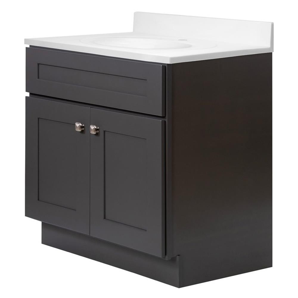 Bowery Hill 31-Inch Bath Vanity – Urbane Bronze Base and Single Hole Top