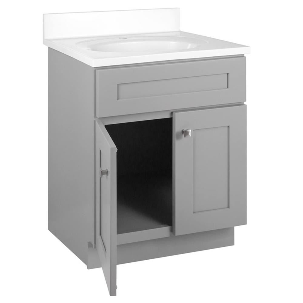 Bowery Hill 25-Inch Marble-Top Bathroom Vanity in Sherwin Williams Gray