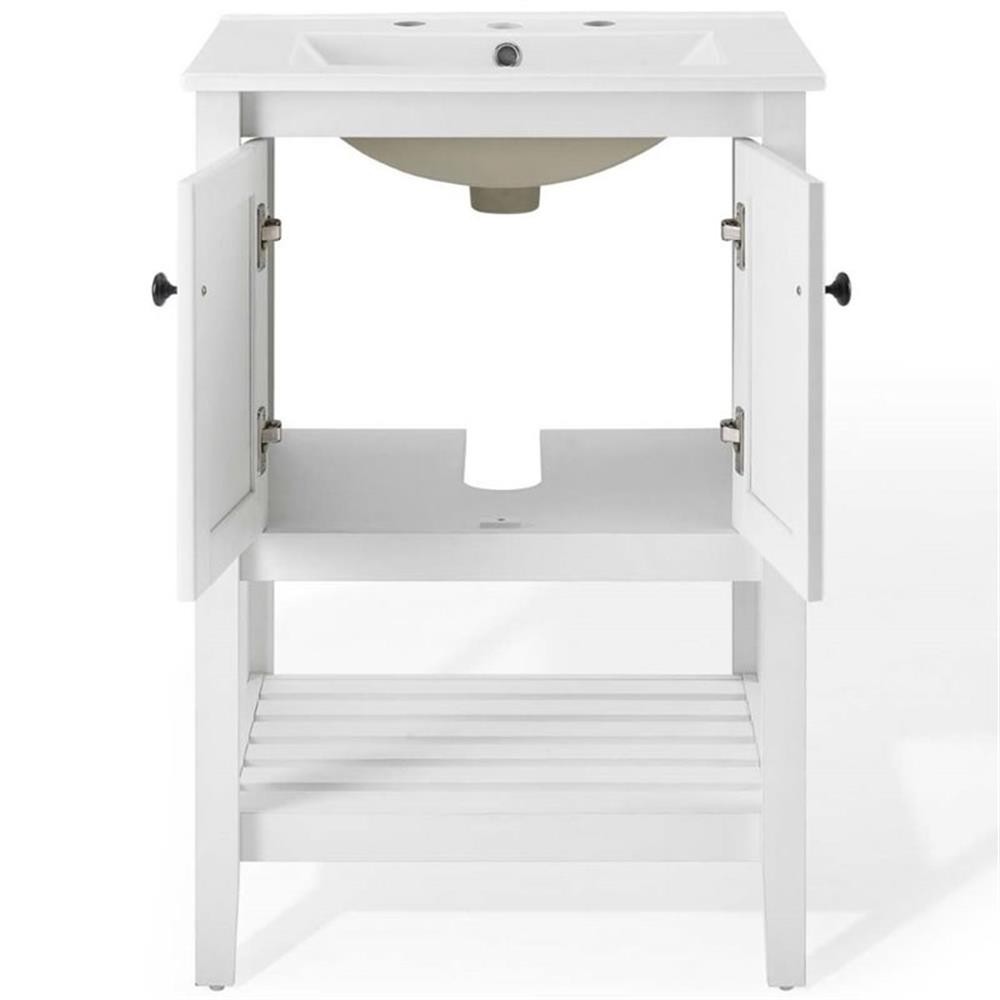 Pemberly Row 24″ Modern Wooden Bathroom Vanity in White Finish