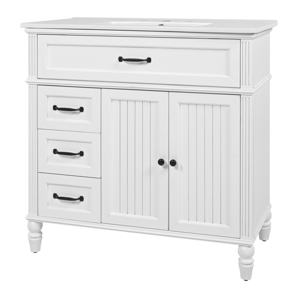36″ Bathroom Vanity with Sink, Bathroom Cabinet with Drawers, Solid Frame
