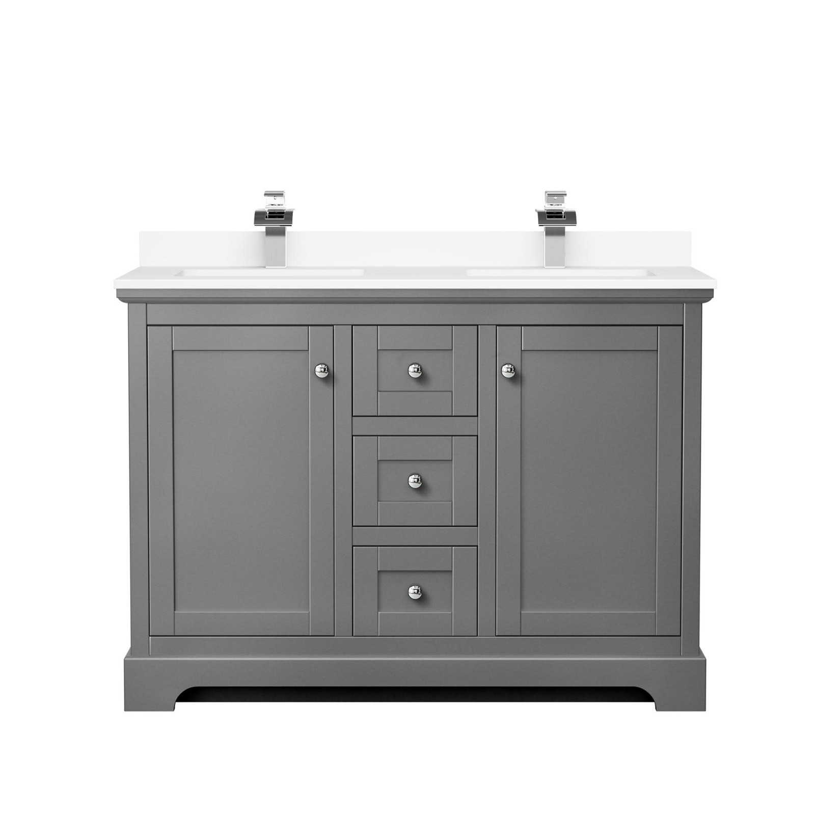 Wyndham Collection WCV232348D-VCA-MXX Avery 48″ – Dark Gray / White Cultured