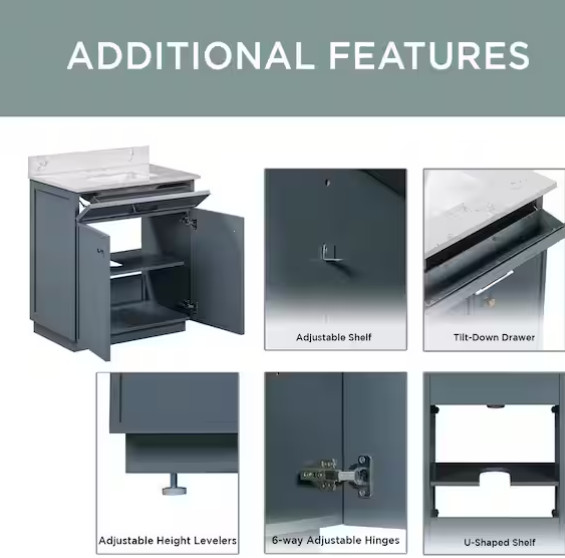 Glacier Bay Marcote 30″ Single-Sink Freestanding Vanity – Base Only