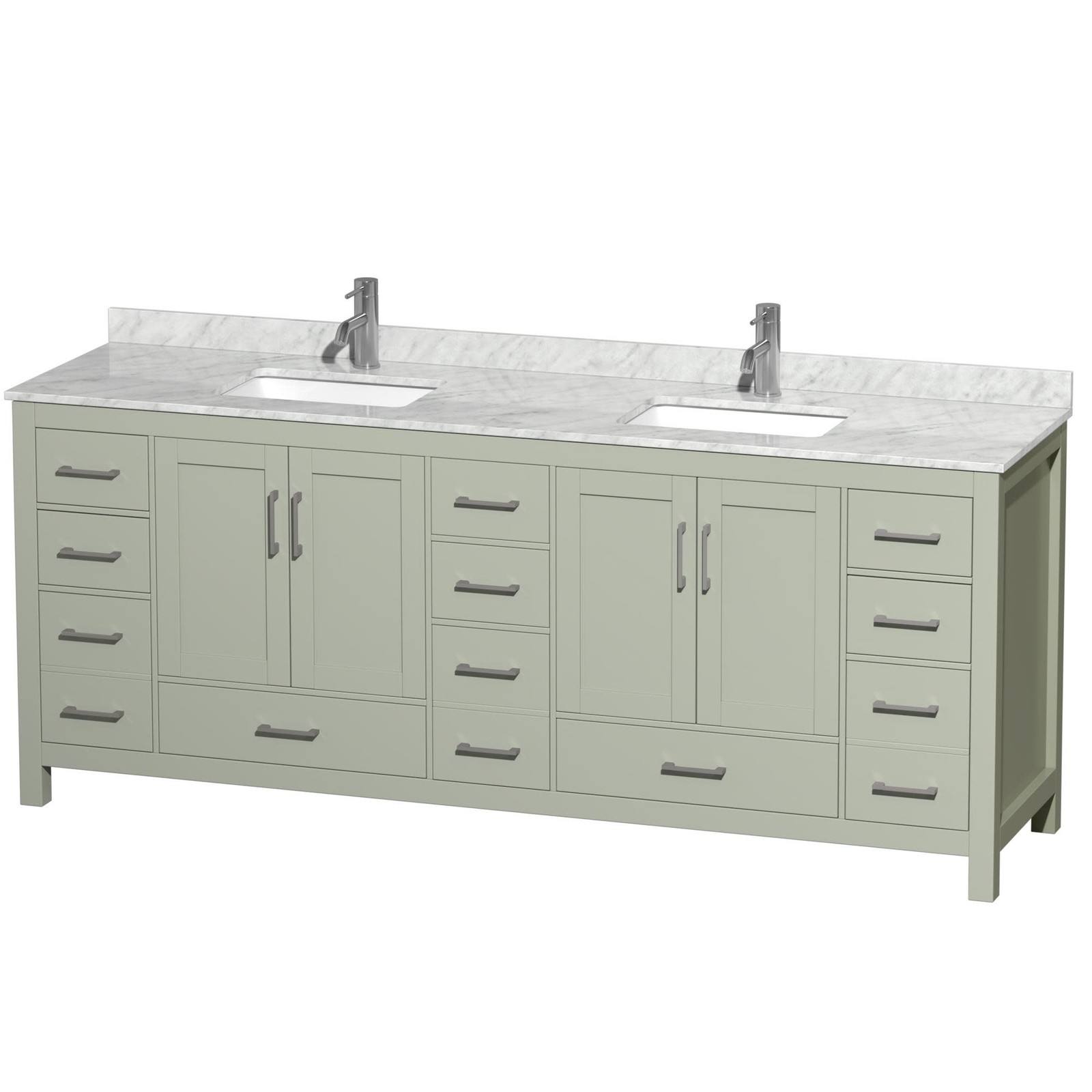 Wyndham Collection WCS141484DUNSMXX Sheffield 84″ – Light Green / Brushed Nickel