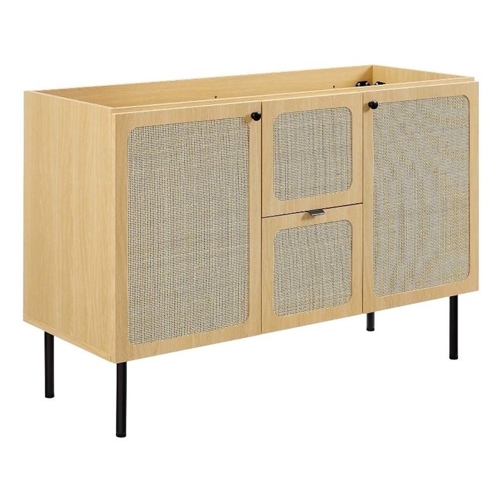 Pemberly Row 48″ Metal & Wood Bathroom Vanity Cabinet in Oak