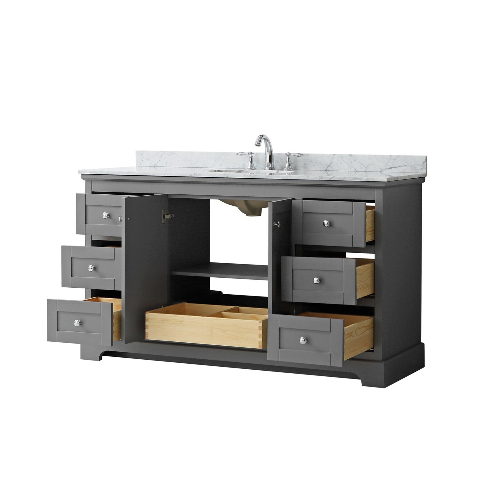 Wyndham Collection WCV232360SCMUNOMXX Avery 60″ – Dark Gray / White Carrara