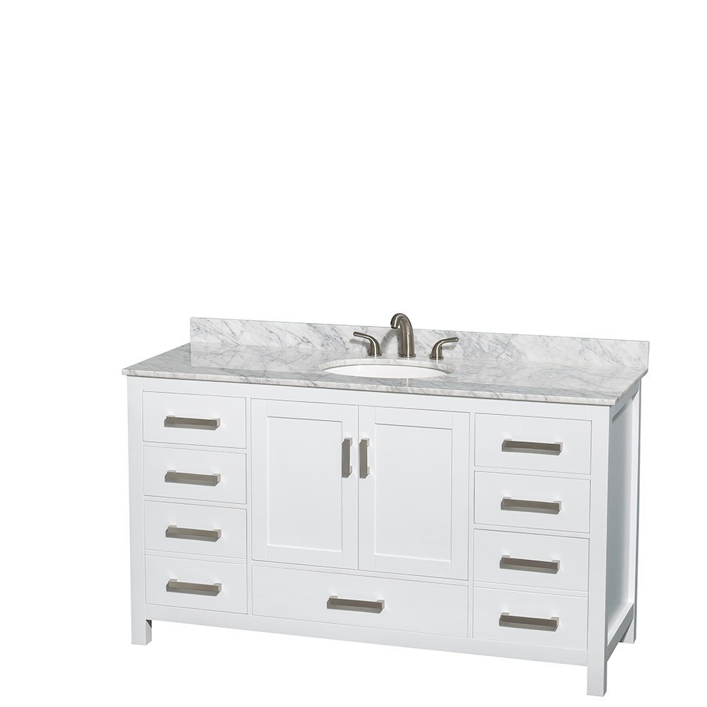 Wyndham Collection WCS141460SUNOMED Sheffield 60″ – White / White Carrara Marble