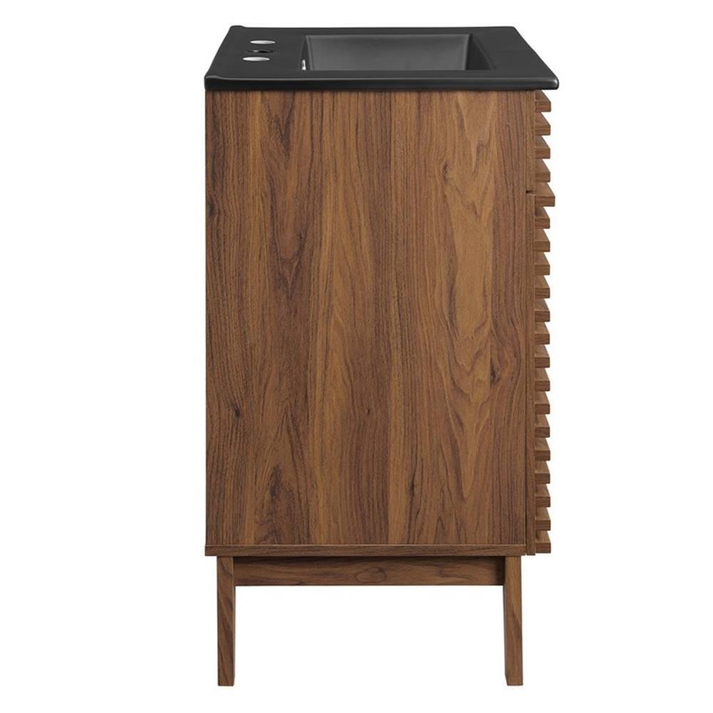 Modway Render 24″ Modern Wood Bathroom Vanity in Walnut/Black