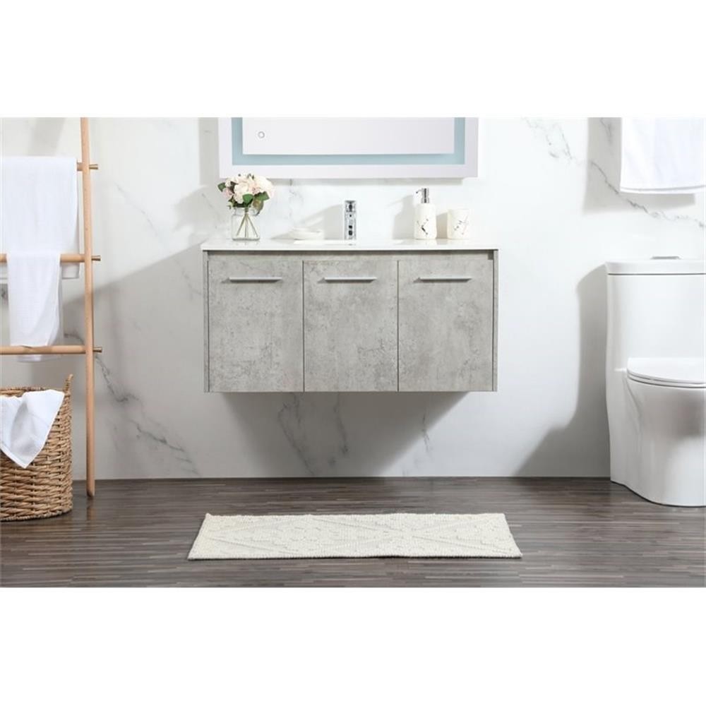 Elegant Decor Penn 40″ Aluminum Alloy MDF Single Bathroom Vanity in Gray