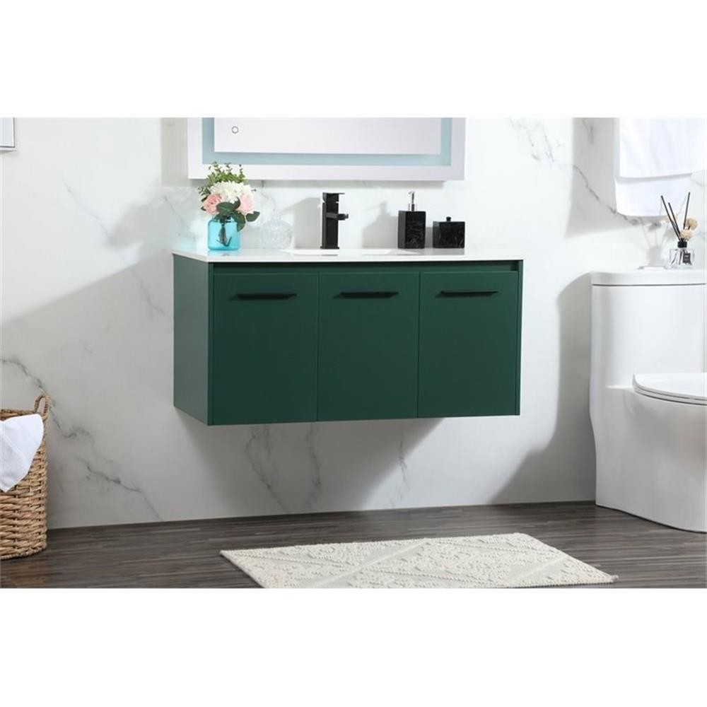 Elegant Decor Penn 40″ Aluminum Alloy MDF Single Bathroom Vanity in Green