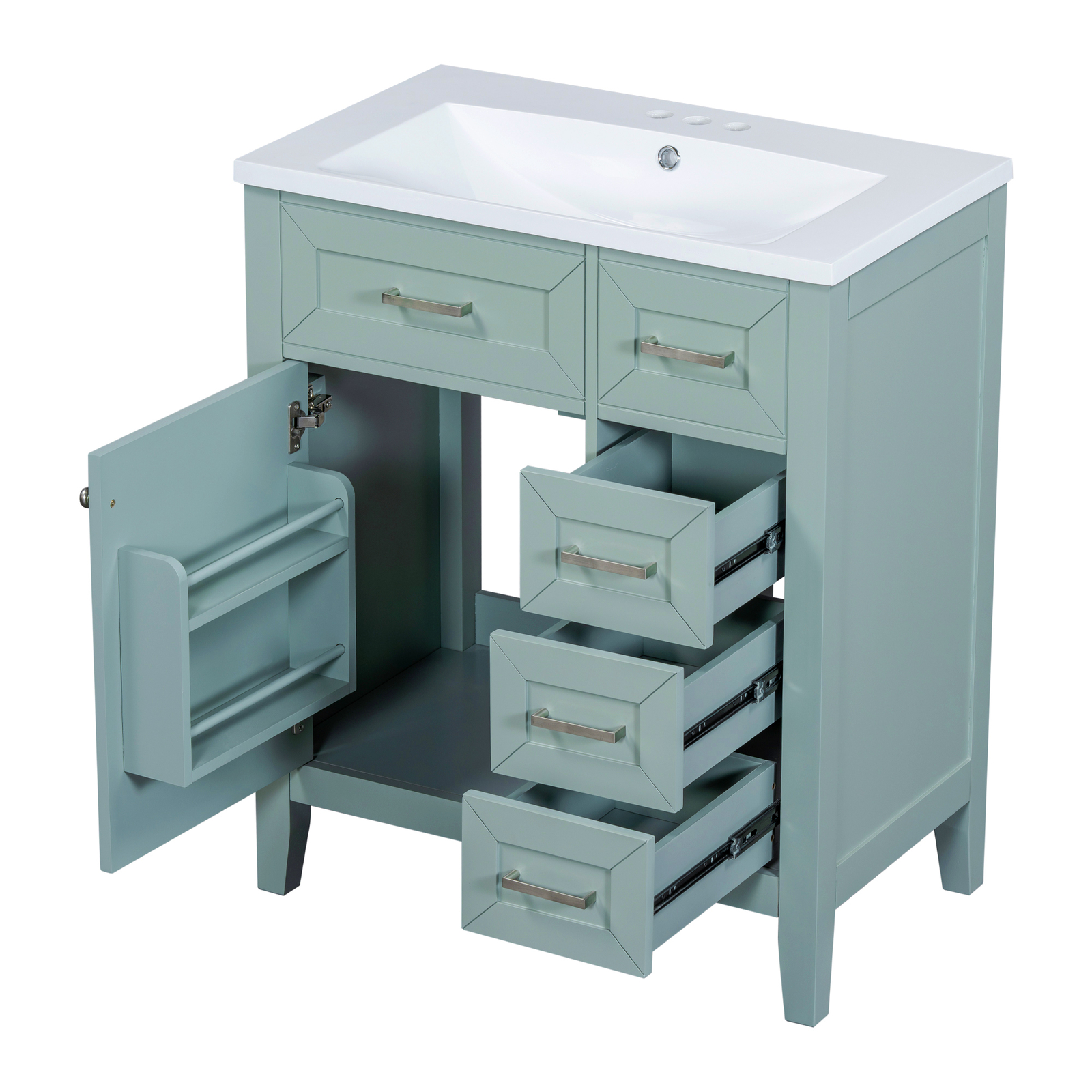 30″ Bathroom Vanity with Sink, Freestanding Vanity Storage Cabinet, 3 Drawers
