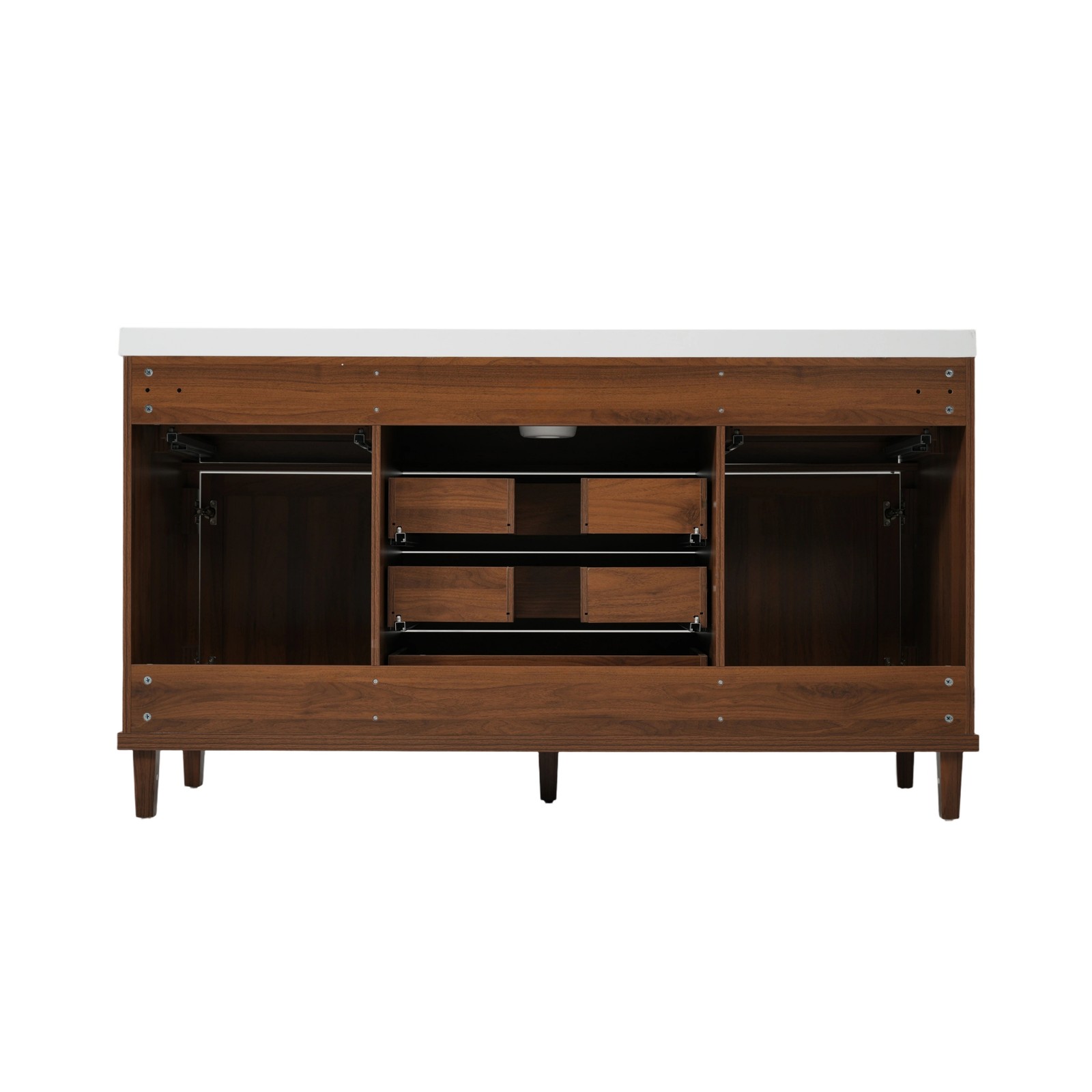60″ Bathroom Vanity with Sink, Modern Storage Cabinet Brown