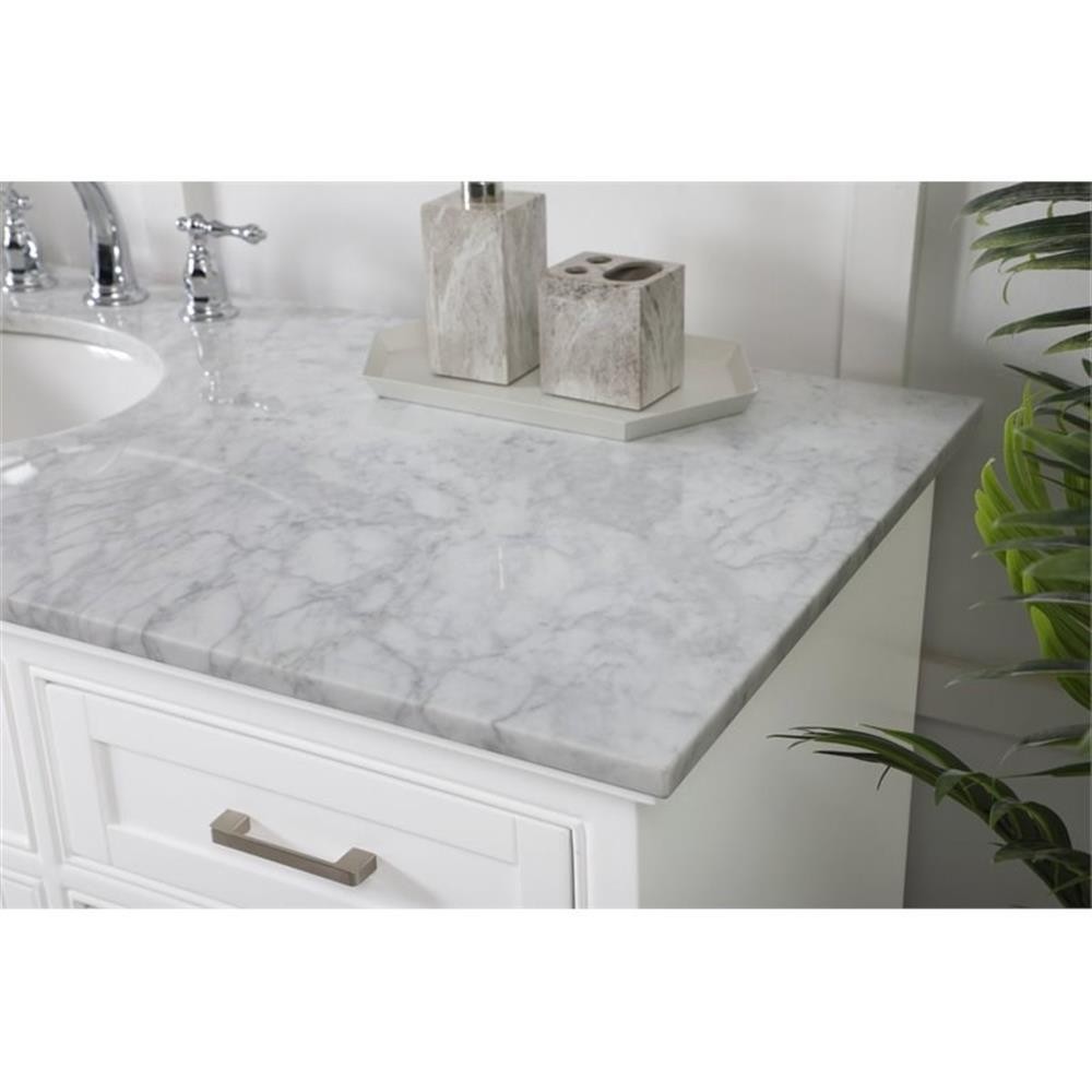 Elegant Decor Americana 60″ Metal MDF Marble Single Bathroom Vanity in White