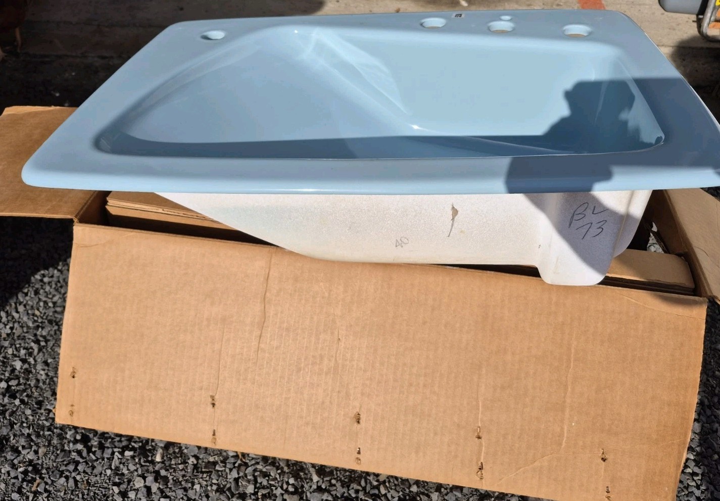 NEW Kohler K-2170 Lady Vanity 28″ Bathroom Sink, SIDE SPRAY HOLE, Cerulean Blue