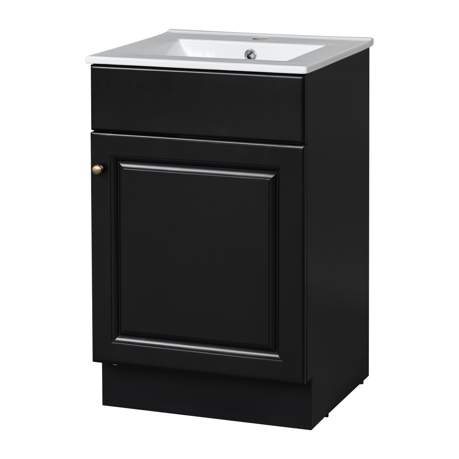 20″ Bathroom Vanity with Ceramic Sink, Black MDF Cabinet