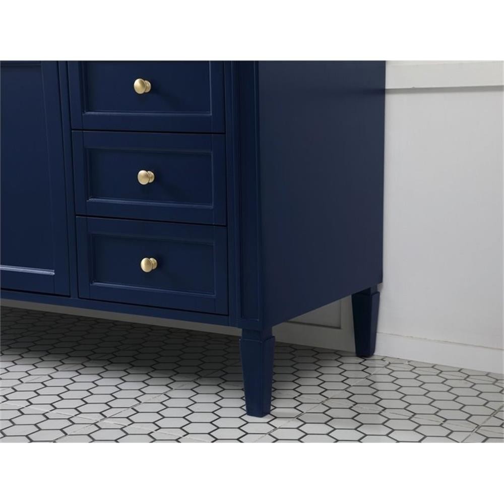 Elegant Decor Park Avenue 60″ Metal MDF Marble Single Bathroom Vanity in Blue