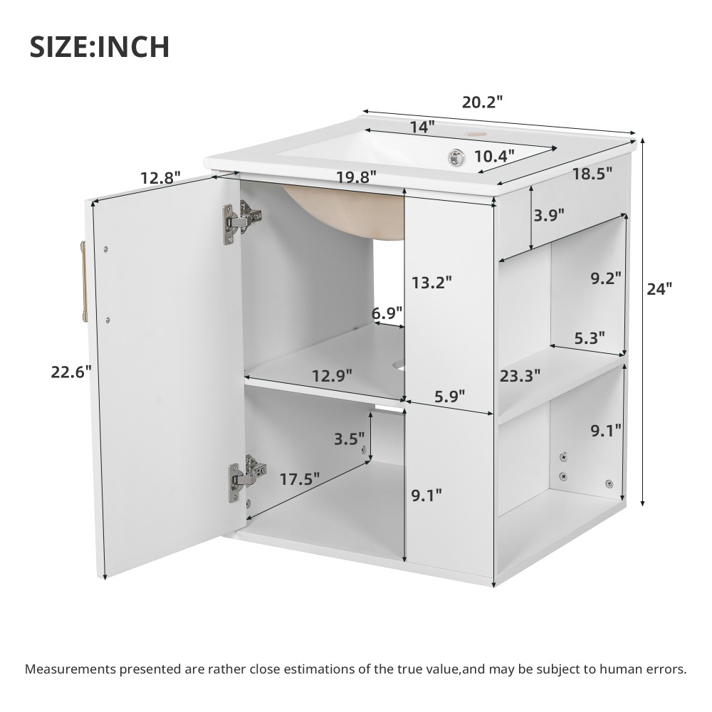 Wall Mounted Bathroom Cabinet with Side Cabinet Combo Soft Closing Door