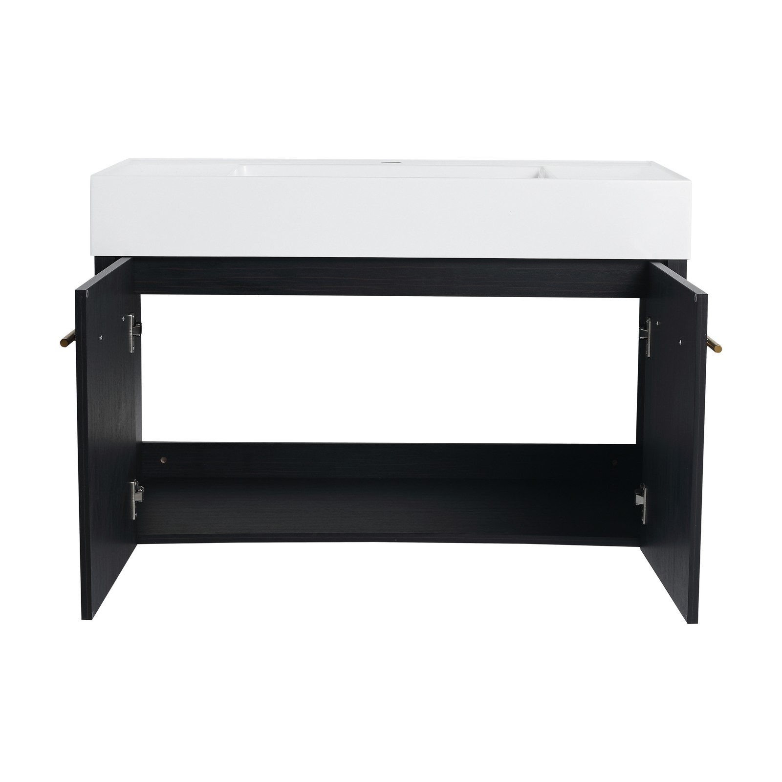 36 Inch Plywood Wall-Mounted Bathroom Vanity with Resin Sink + Side Storage Rack